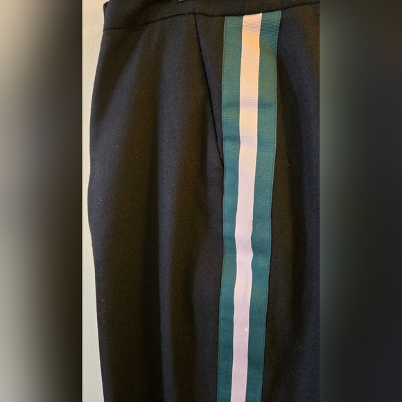 Boden Black Sherborne Wide Leg Wool Trousers Green & Pink Stripe US 14L UK 18L - Picture 7 of 11
